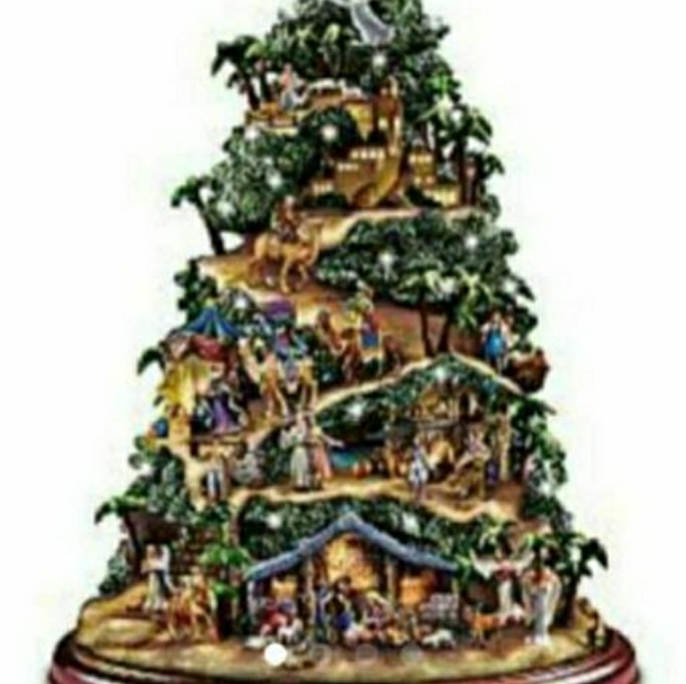 New Thomas Kinkade illuminated nativity tree